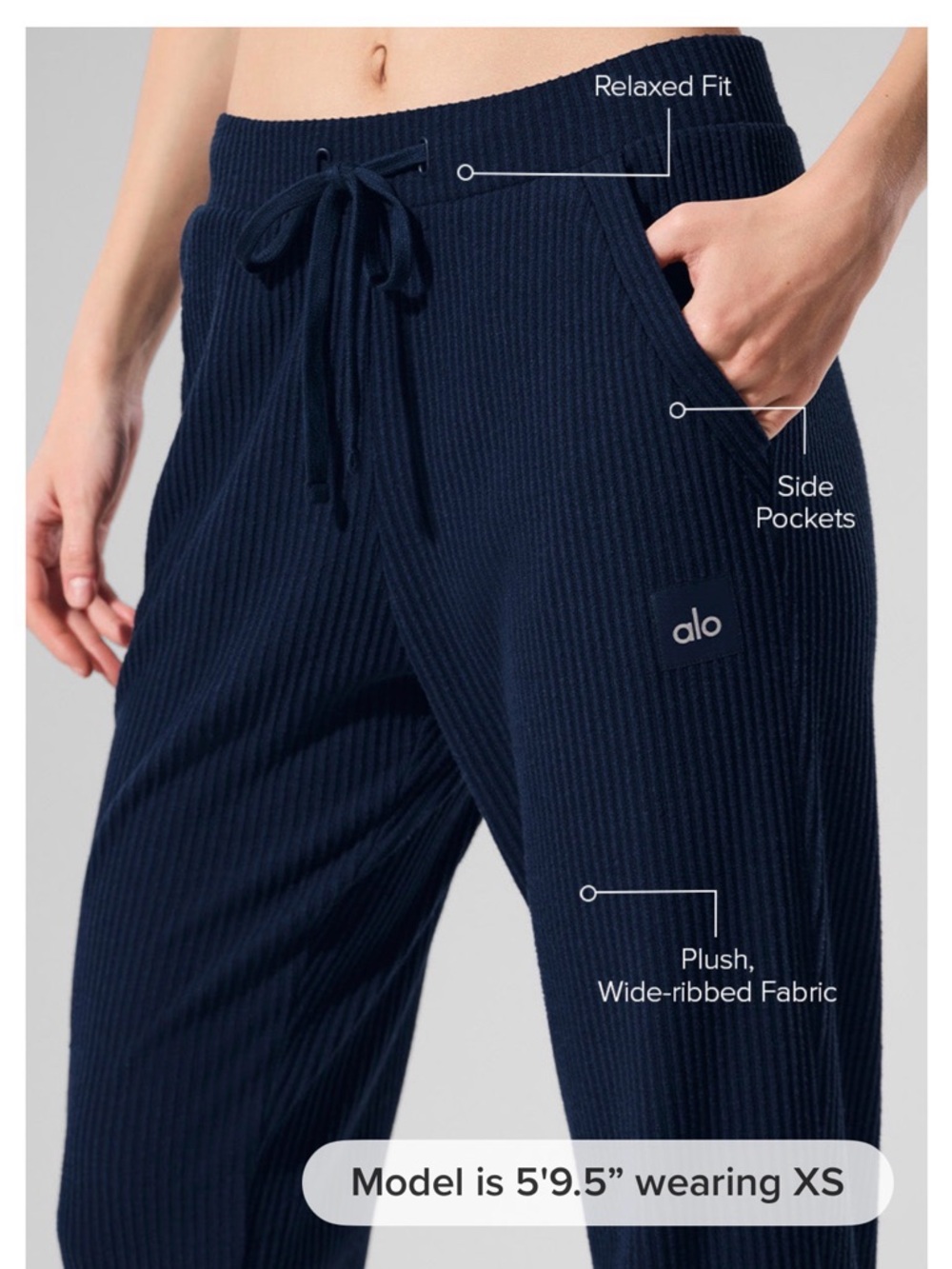 Alo Muse Wide Leg Pants Navy Size Medium NWT